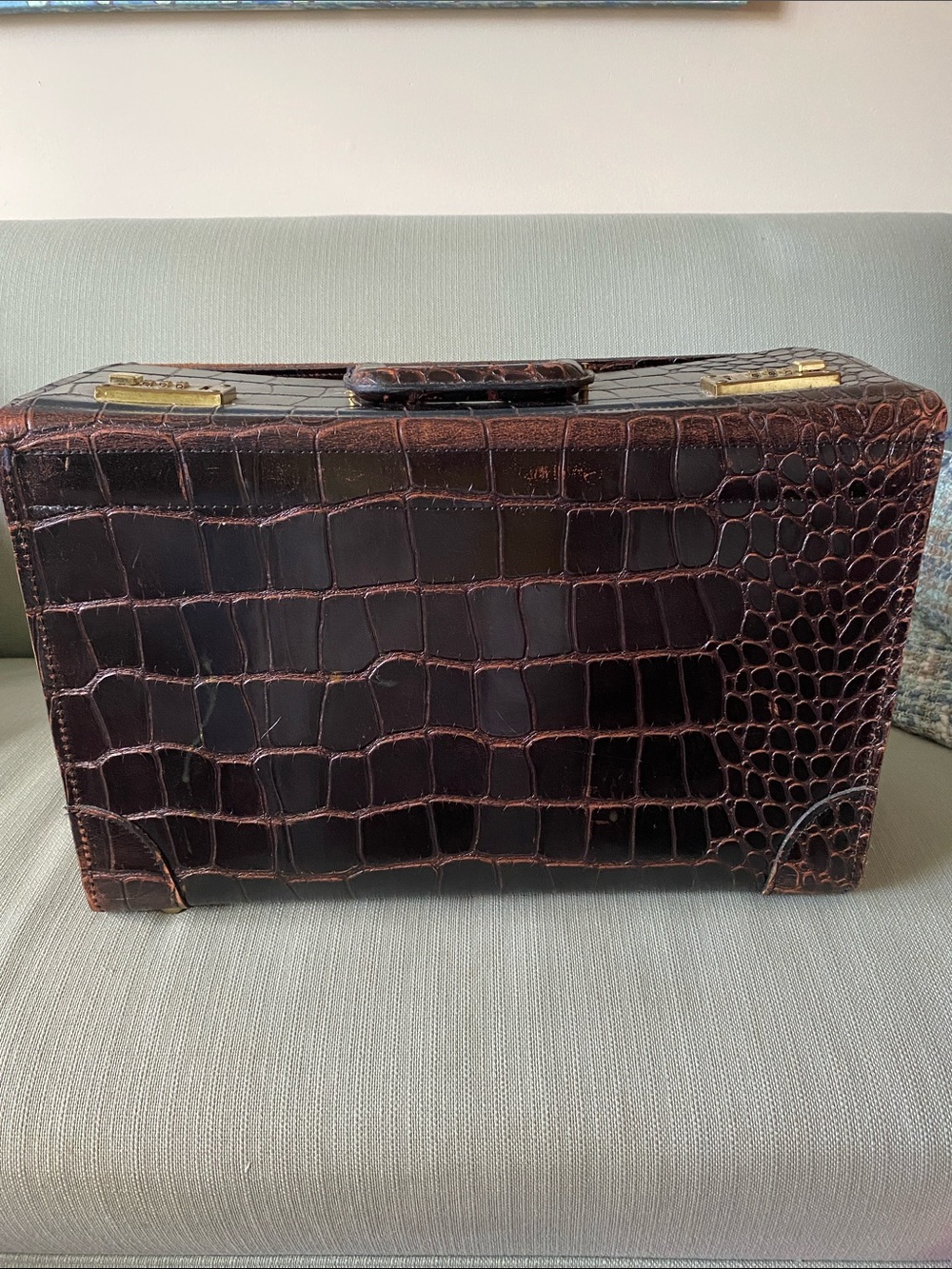 Vintage alligator attaché case embossed Leather